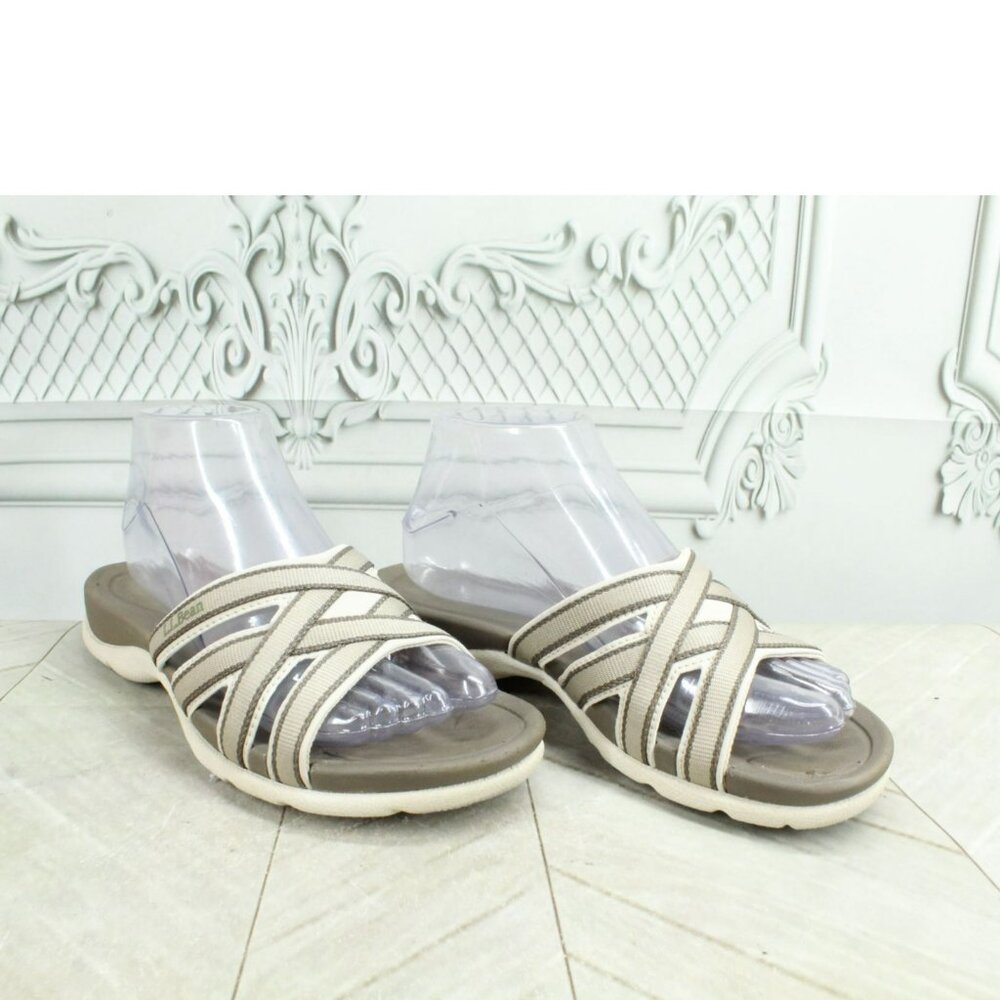 Ll Bean Boothbay Cream Nylon Slip On Comfort Casual Slide Sandals Size 7 M View 2
